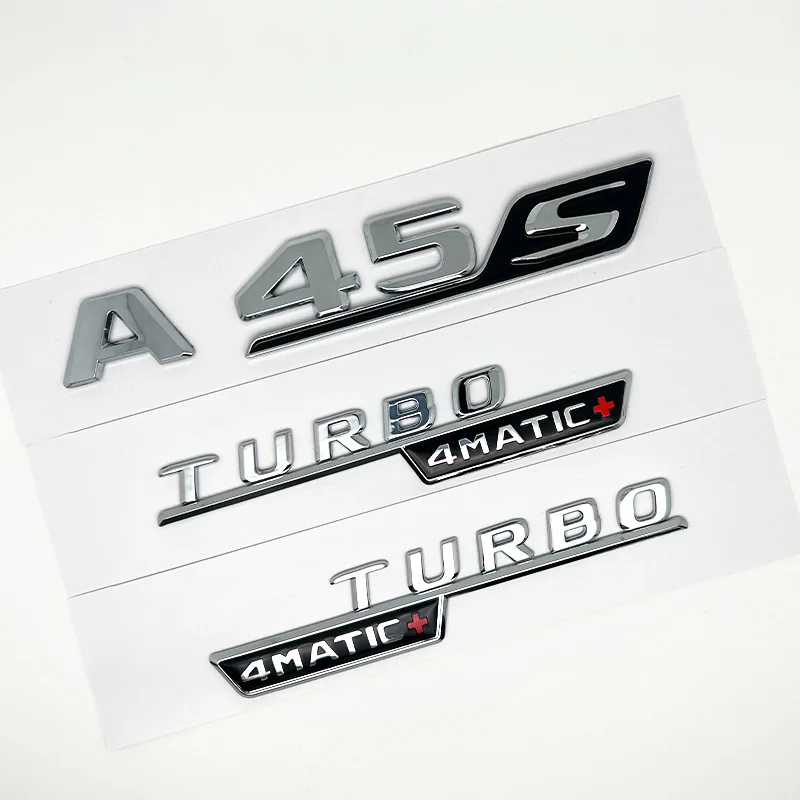 ثلاثية الأبعاد ABS أسود A45S شعار توربو 4MATIC شارة سيارة الخلفية ستار ملصق جذع AMG شعار لمرسيدس بنز A 45S AMG W177 اكسسوارات