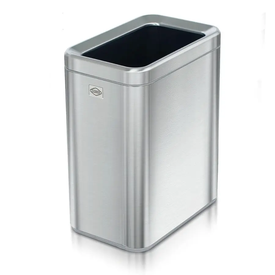 

Slim Open Trash Can 2.6 Gallon 10 Liter Small Metal Waste Basket with Removable Bucket for Narrow Spaces Stainless Steel Garbage