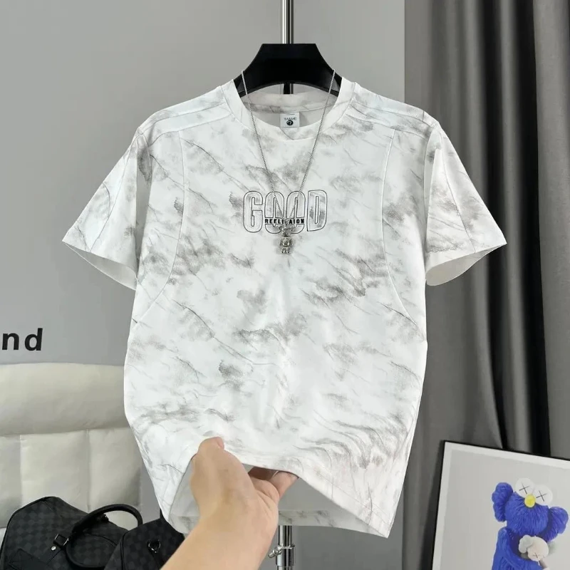 Good Tie Dye Print Round Neck Short Sleeve Casual T Shirt For Men Summer Daily Wear Breathable