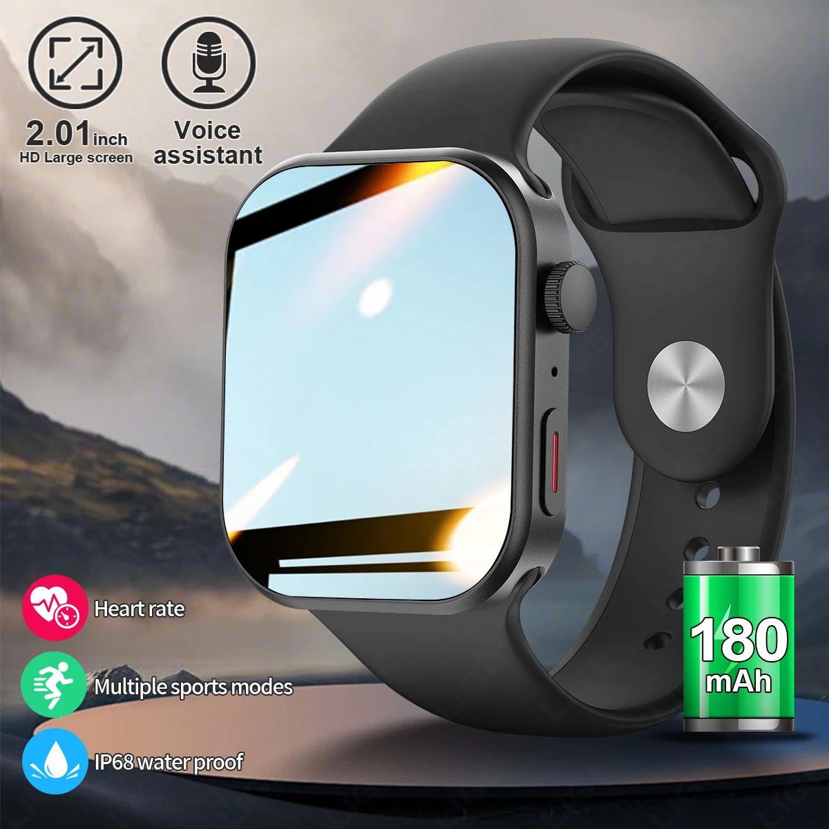 2.01"HD Full Touch Screen Women BT Call Smart Watch Heart Rate Monitoring Smartwatches Waterproof Men Smartwatch For Android iOS