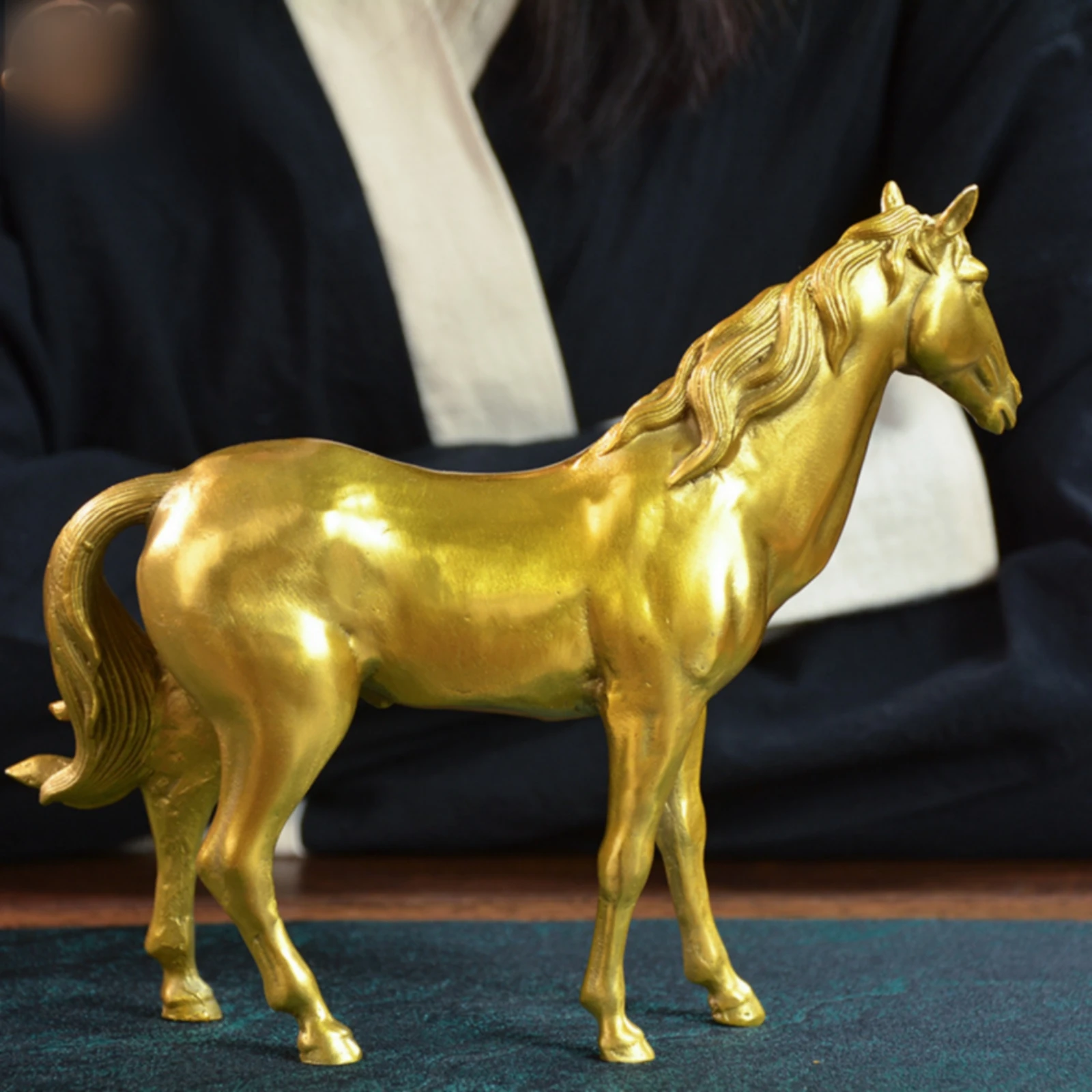 Brass Horse Figurine Polished Standing Horse Sculpture Home Decor Long-Lasting Fade Resistant for Office Display view 3