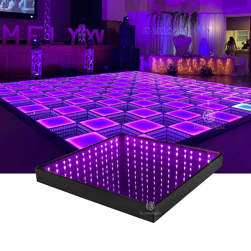 

Wireless Magnet 3D Mirror Dance Floor 2ft by 2ft Abyss Dance Floor Glossy LED Dance Floor Lights for Wedding Night Club