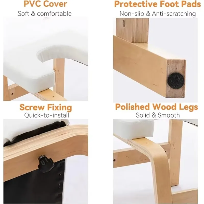 Multi Functional Backless Wood Frame Stool with Cushion Yoga Inversion Stool Headstand Yoga Bench