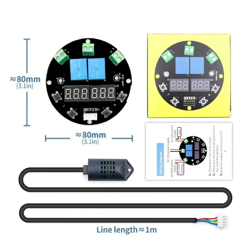 VHM-016 Thermostat Temperature Humidity Control Thermometer Hygrometer Controller Module DC 12V LED Digital Display Dual Output