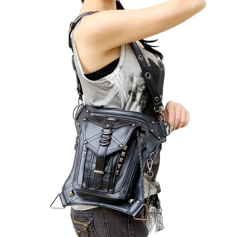 Fashion PU Waist Pack Waterproof Waist Leg Bag Casual Fanny Pack Belt Bag Men Thigh Holster Bag Military Bum Hip Pouch