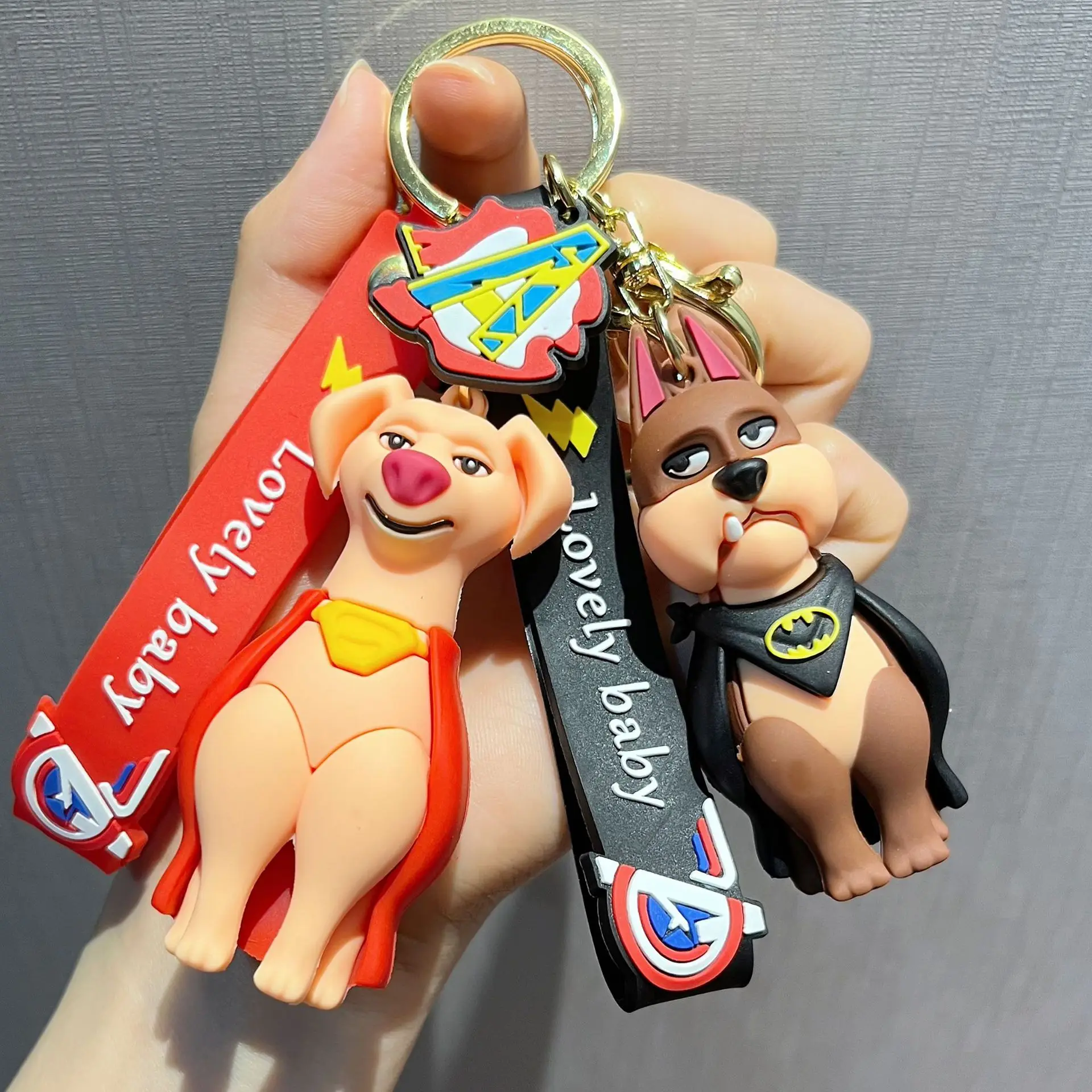 Batman Batdog Superman Krypto Anime Figure Silicone Keychain Doll Keyring Bag Accessories Decoration Cartoon Toys Birthday Gifts