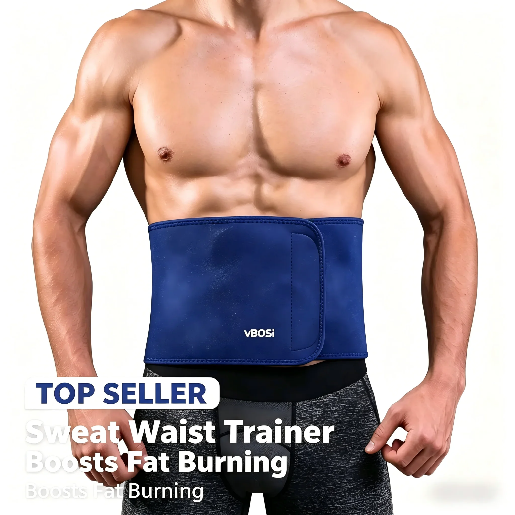 VBOSI Waist Trimmer Belt Sweat Band for Men Women, Adjustable Neoprene Waist Trainer for Weight Loss, Workout, Gym &Back Support