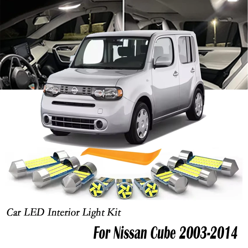 For Nissan Cube Z11 Z12 2003-2007 2008 2009 2010 2011 2012 2013 2014 LED Interior Light Bulb Kit Map Dome Lamp Car Accessories