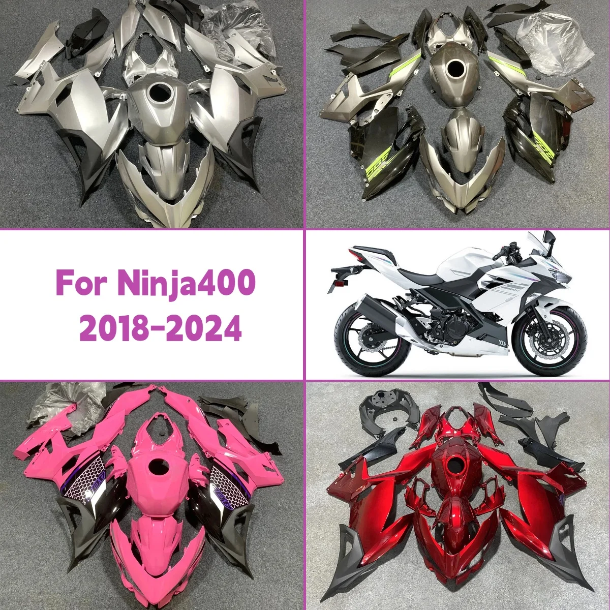 

2018-2024 Ninja400 Motorcycle Complete Bodywork Plastic Fairings Cover Perfect Fit for 18-24 Kawasaki Ninja 400 Fairing Kit