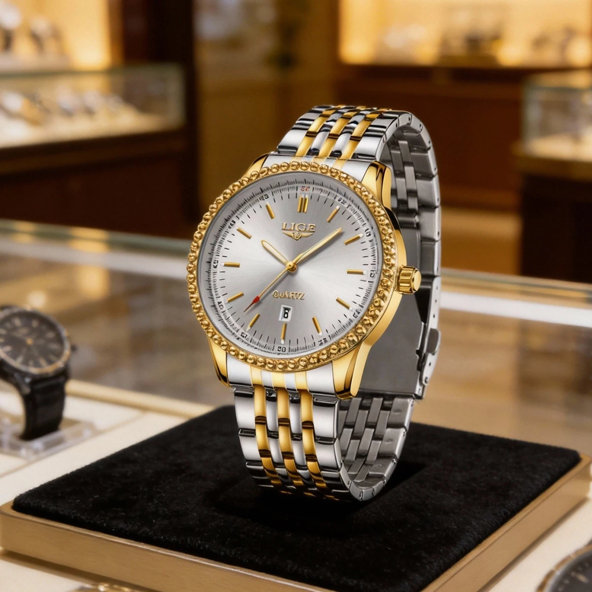 

Мужские часы LIGE Luxury, светящиеся, водонепроницаемые, с указанием дня недели и даты, из нержавеющей стали, кварцевые, золотистого цвета.