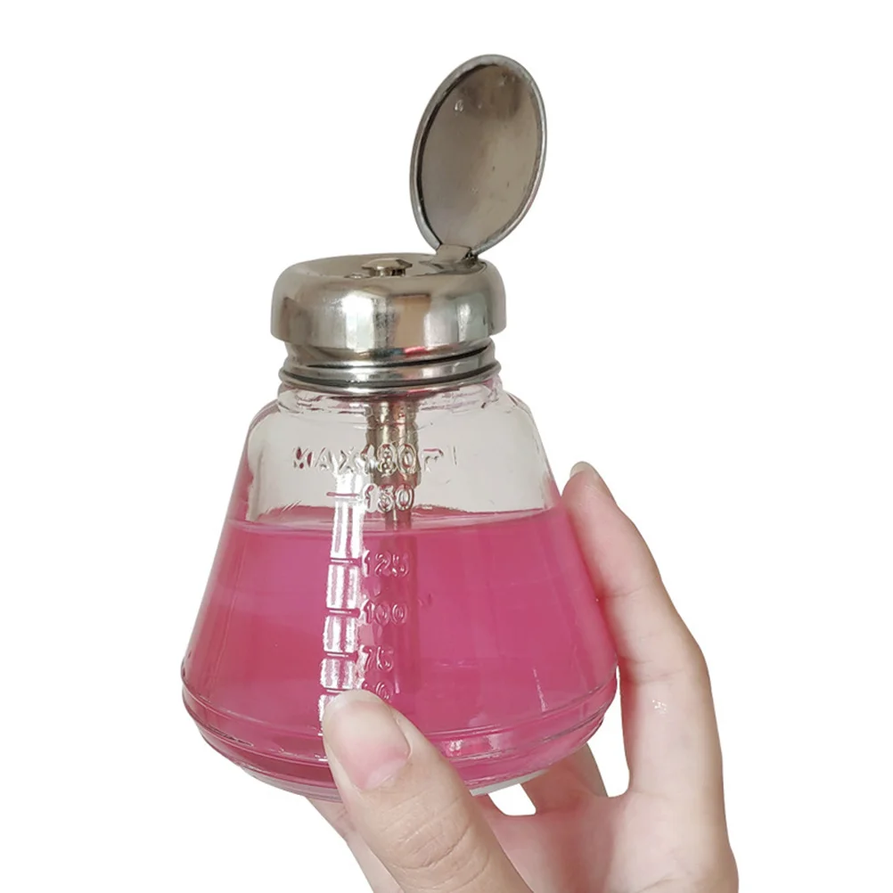 

1Pcs Nail Polish Remover Bottle 180ml Portable Lockable Design Pumping Subpackage Dispenser Liquid Storage Bottle
