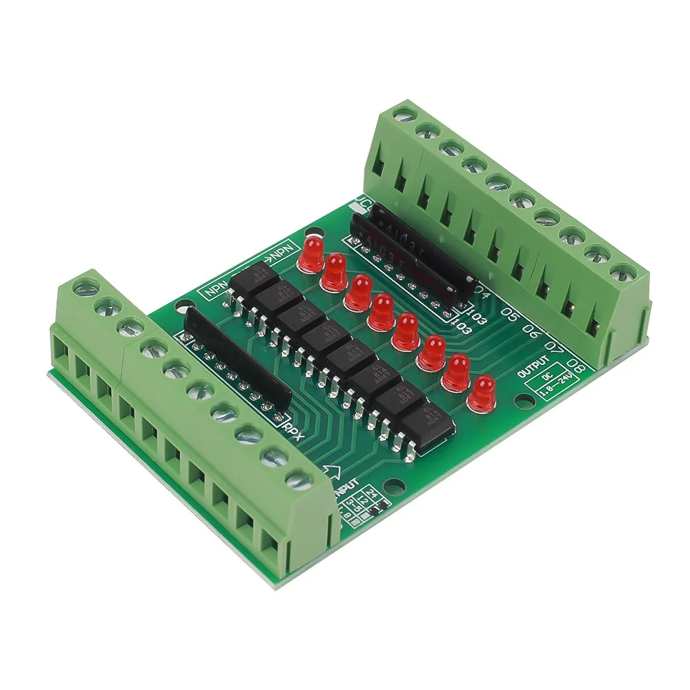 DC 12V-24V 8 Channel Optocoupler Isolation Module 8CH NPN Low High Level Output Signal Converter