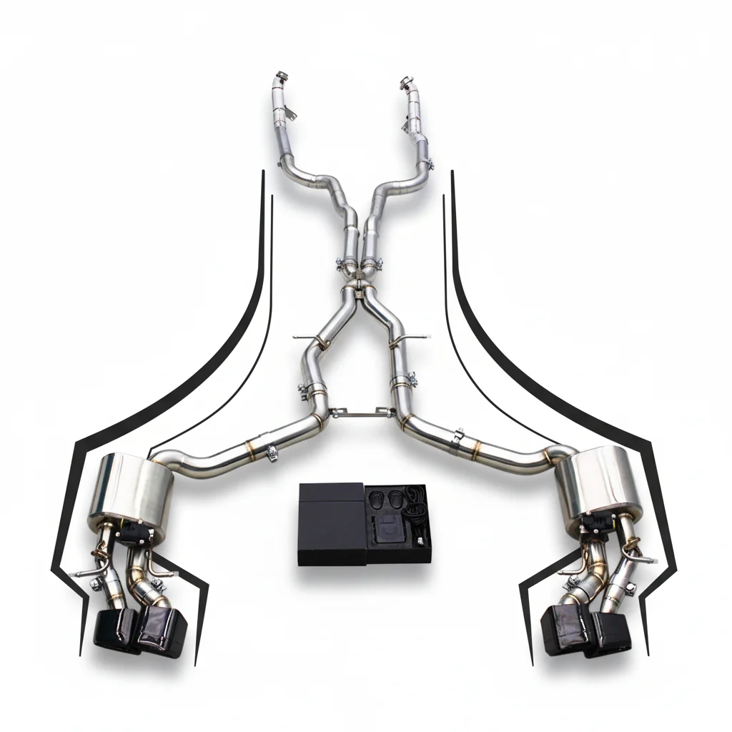 Custom Free Flow Downpipe Valved Catback For Mercedes-Benz CLS550 V8 4.7L 2010-2016 Stainless Steel Exhaust Pipes System