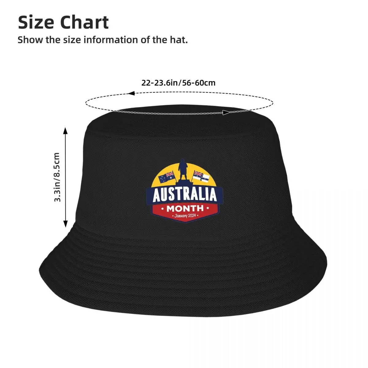 Australia Month 2024 Official Merchandise Bucket Hats Panama For Kids Bob Hats Reversible Fisherman Hats Fishing Unisex Caps