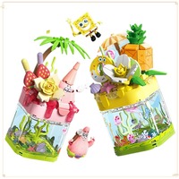 SpongeBob SquarePants Series Patrick Star Ice Cream Truck Dessert House Puzzle Assembly Building Blocks Children's Toy Gifts