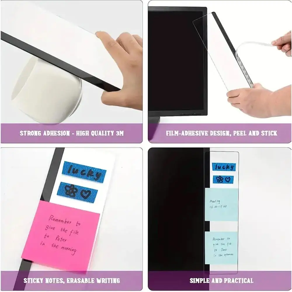 1 Pcs Left / Right Memo Board Clip Monitor Computer Screen Sticky Note Holder Message Panel Office Desktop Accessories Daily Use