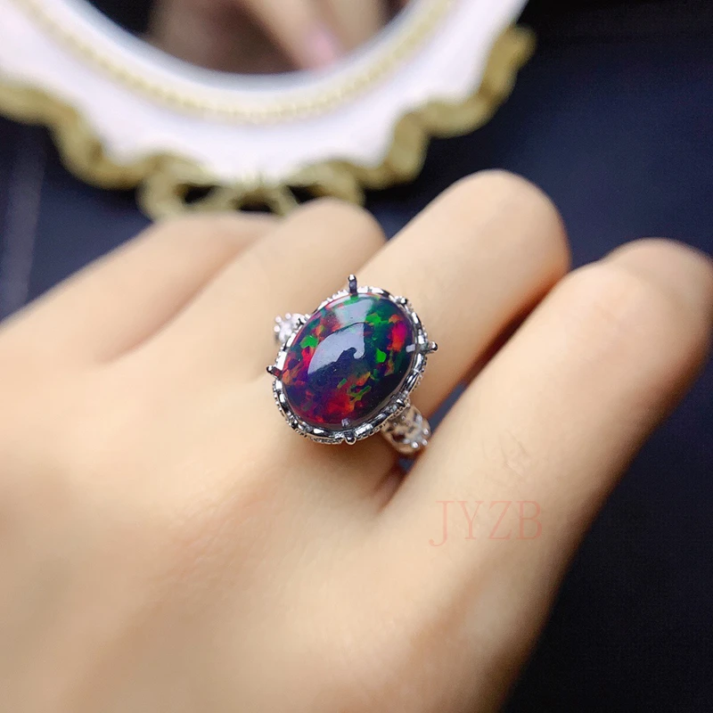 Round natural Opal open life ring Fire color super Beauty S925 silver Opal Opal