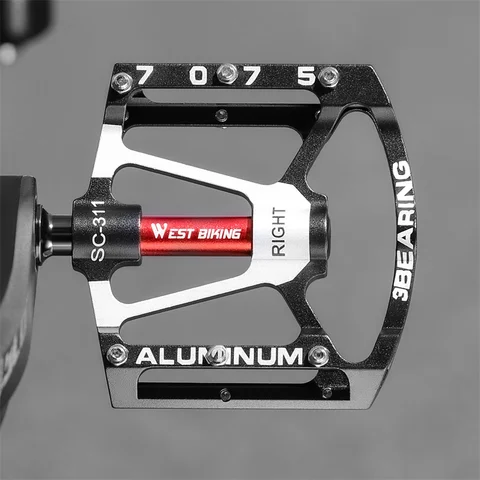 Велосипедные педали West Biking с 3 подшипниками, алюминий, черные — изображение продукта