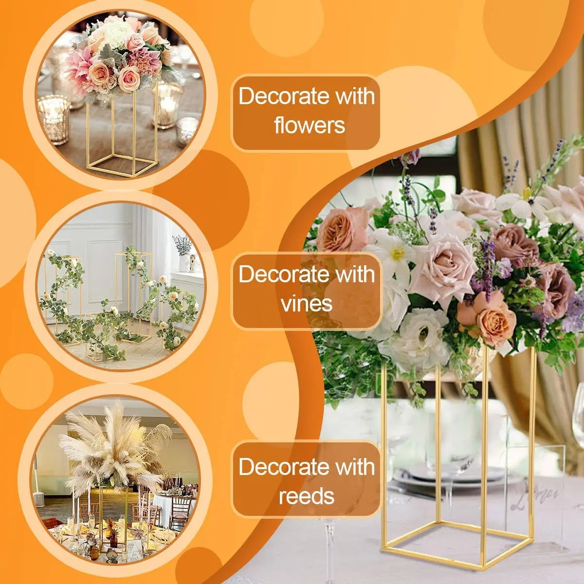 10pcs Gold Wedding Table Centerpiece Gold Centerpiece Metal Flower Vase for Birthday Party Event Home Decor(15.7inch)