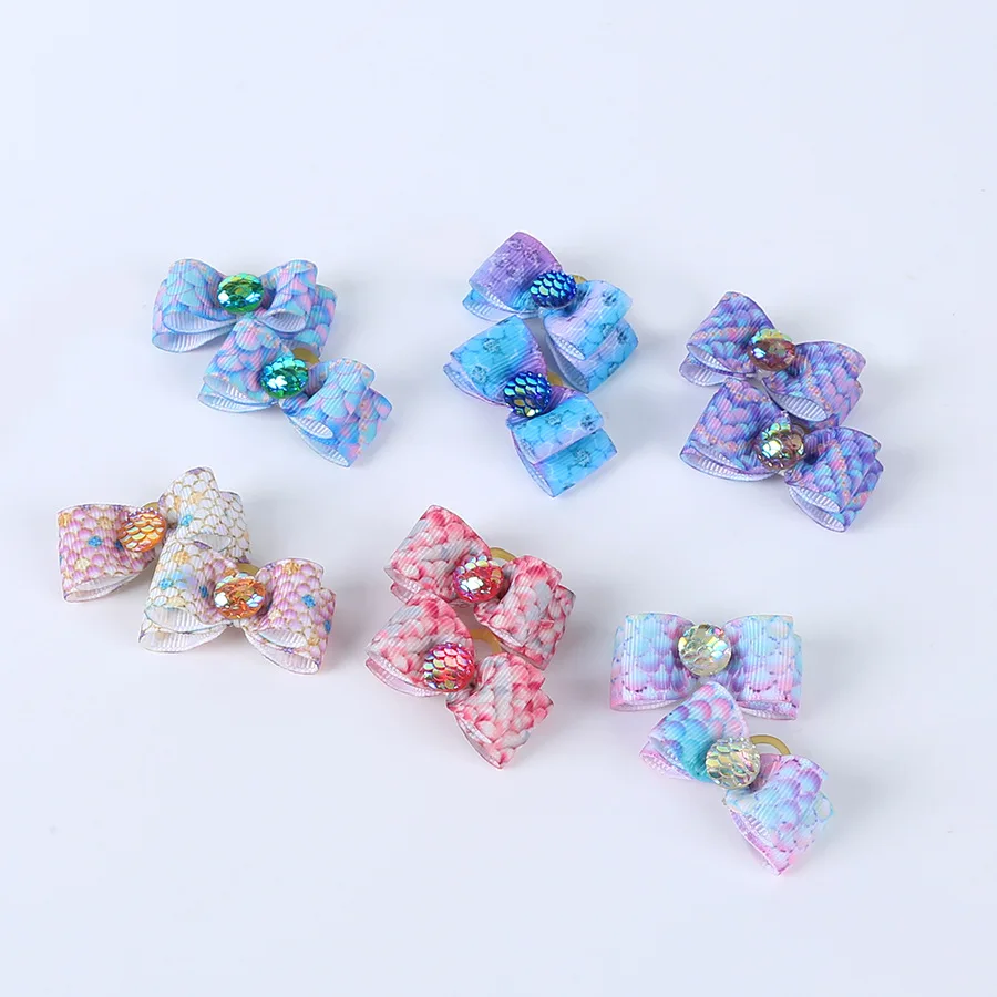 10PCS pet Bows Dog Hair Bows for Puppy Yorkshirk Small Dogs Hair Accessories Grooming Bows Rubber Bands Dog Bows Pet Supplies