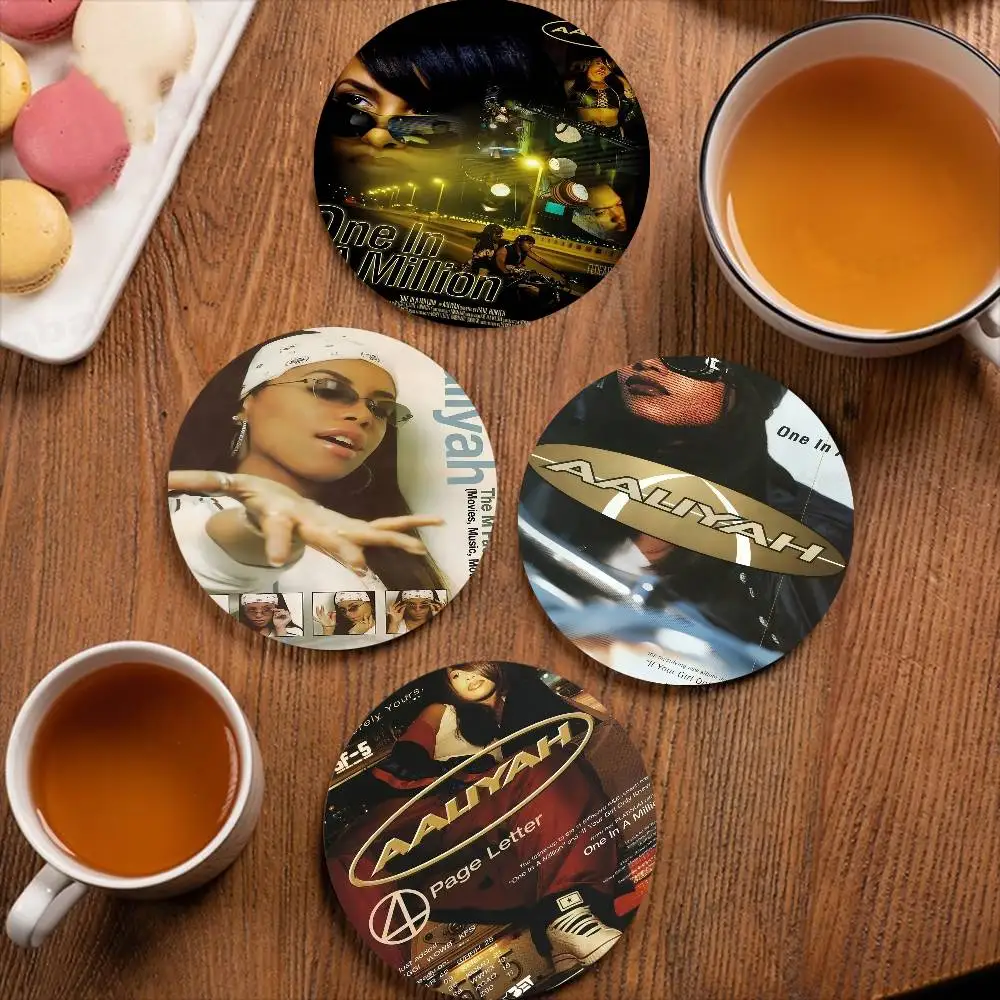 

Singer A-Aaliyah Wood Coaster Set - Heat Resistant For Tea & Coffee, Home Cafe Decor Holiday Gift