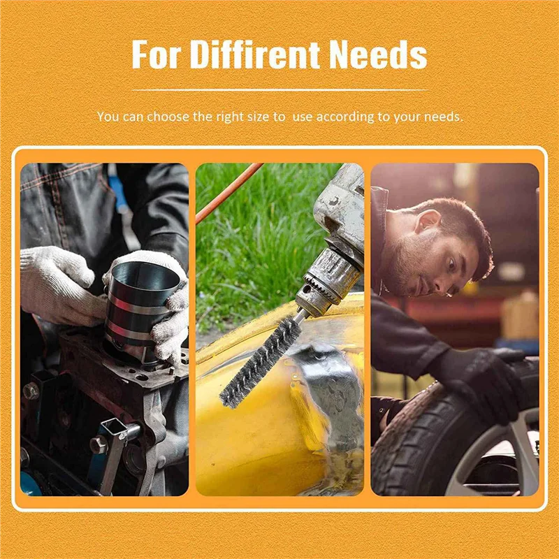 Cepillo de acero inoxidable con cerdas de acero inoxidable, cepillo de alambre para taladro eléctrico con mango de vástago hexagonal, 24 Uds.-B51B