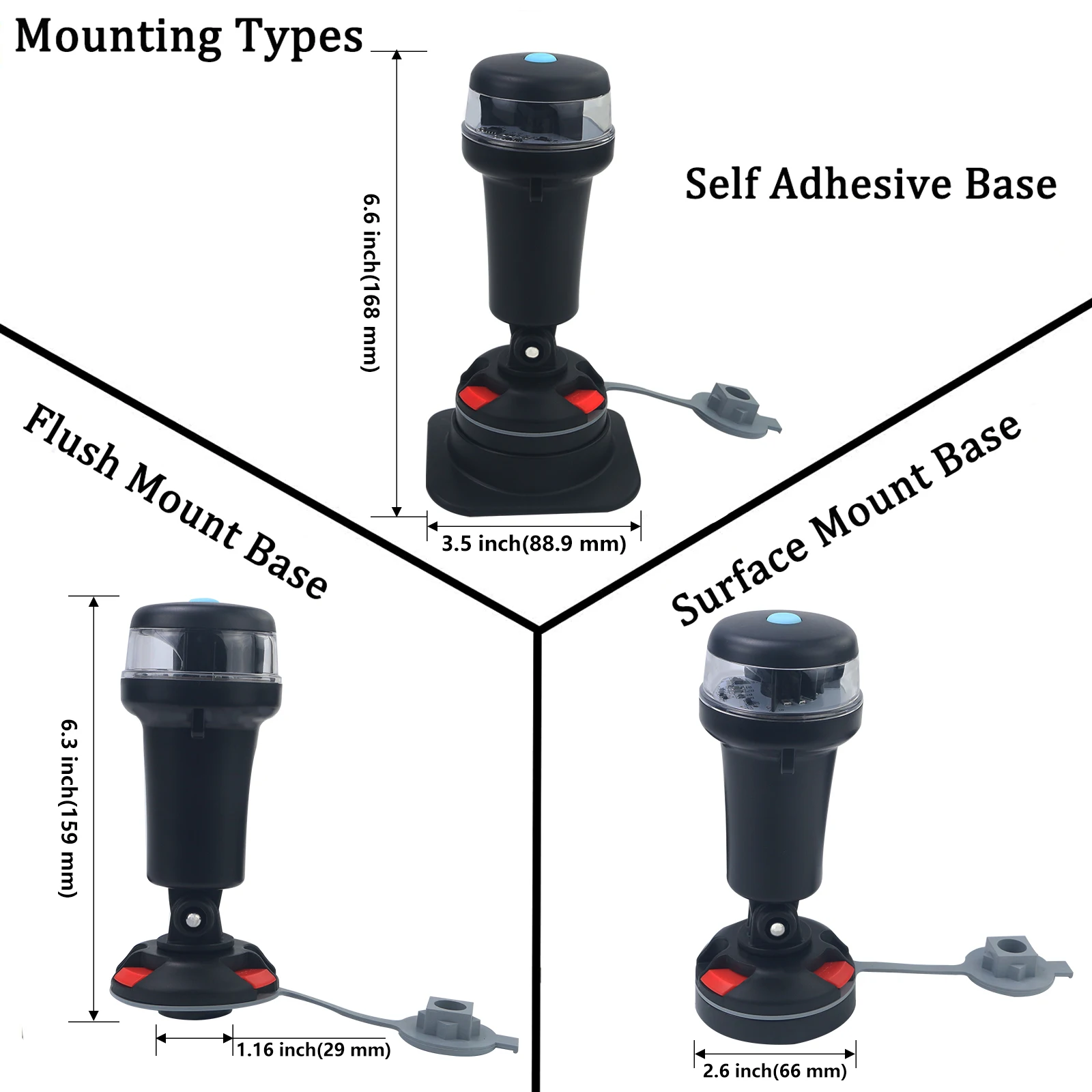 Boat Kayak Portable Navigation Folding Type Led Light Red Green Multi Color Adaptors Multi-Function Installation  AA Batteries
