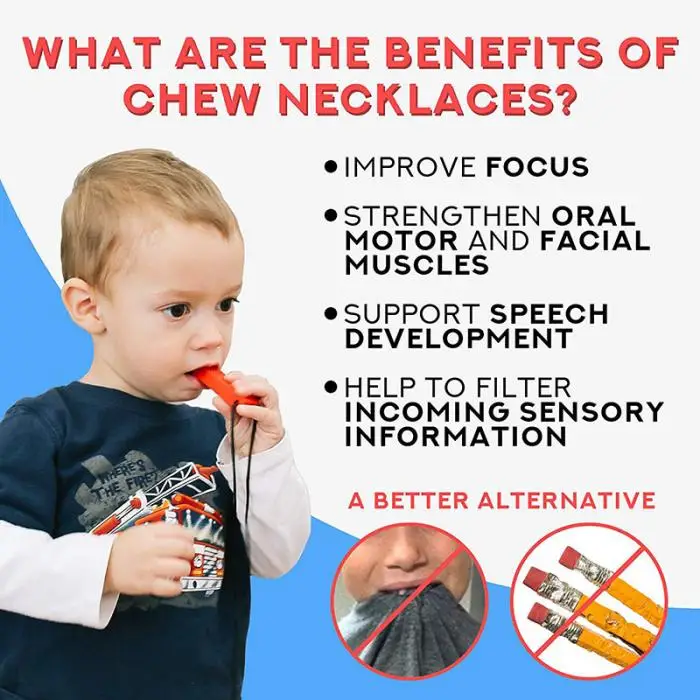 1Pc Sensory Chew Necklace Brick Chewy Kids Silicone Biting Pencil Topper Teether Toy Silicone Teether for Children with Autism