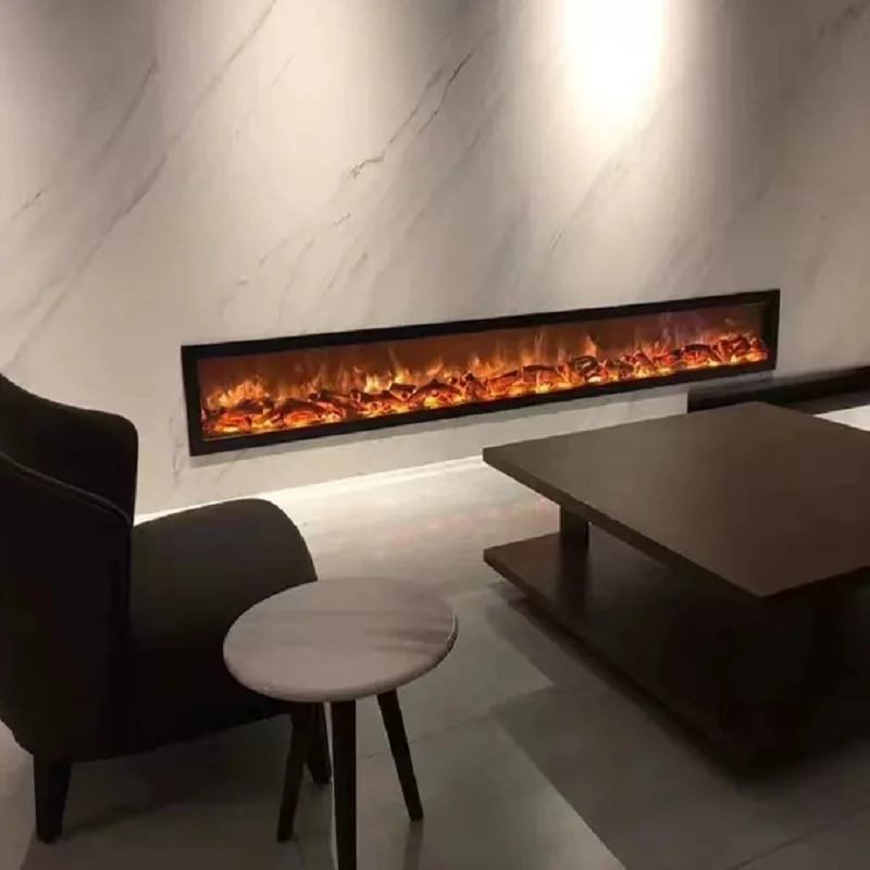 Custom Made 220v Linear Electric Fireplaces Heater Decor Flame Wall Mounted Electric Fireplace With Dimmer And Timer