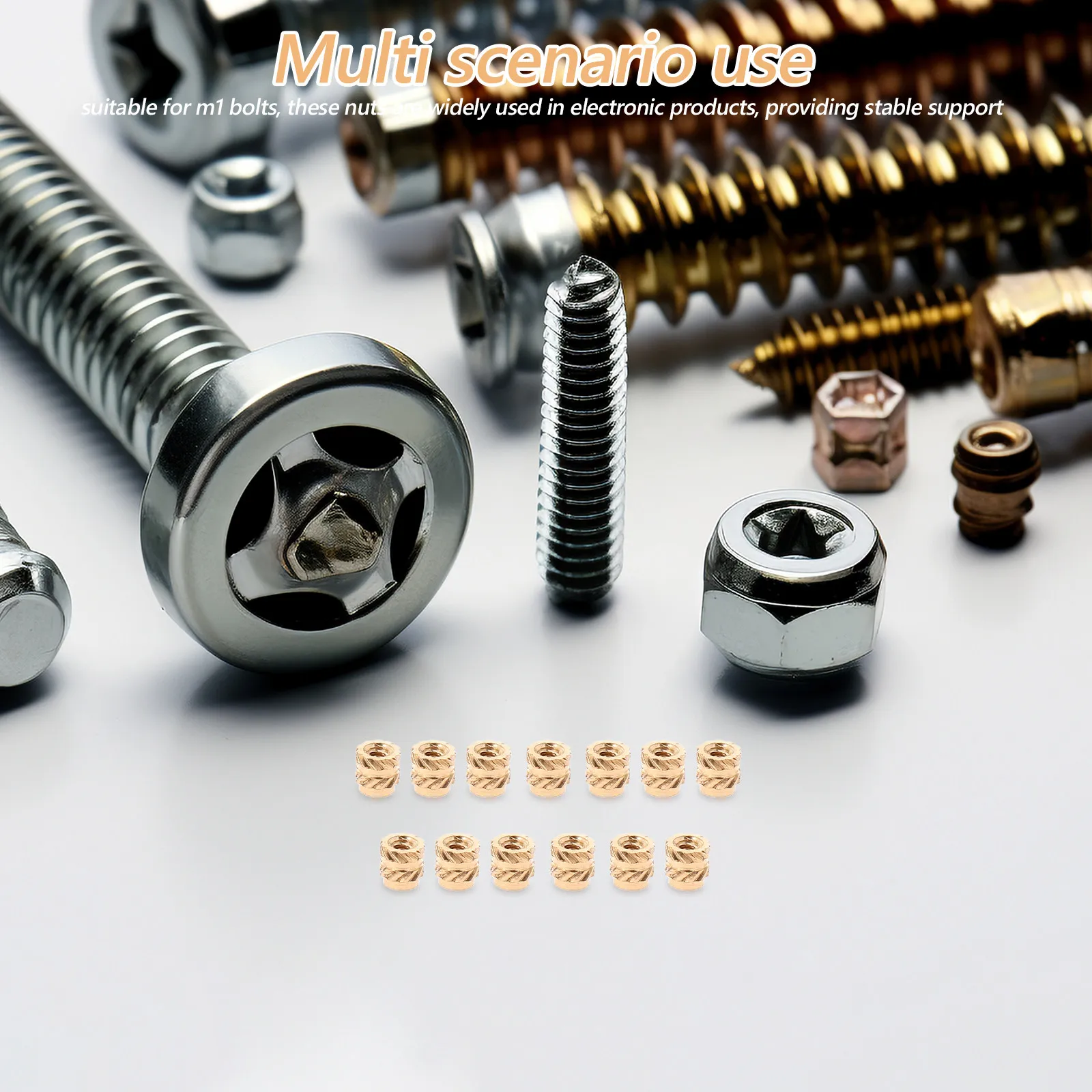 60 pcs Threaded Insert Nut Wood Nuts Furniture Cabinet Halloween Christmas New Year Brass Threaded Insert Nuts Knurled
