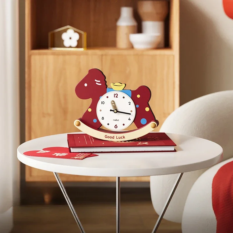 Personality Pony Table Clock High Appearance Level Living Room Porch Decoration Creative Cute Cartoon Display Mute Table Clock