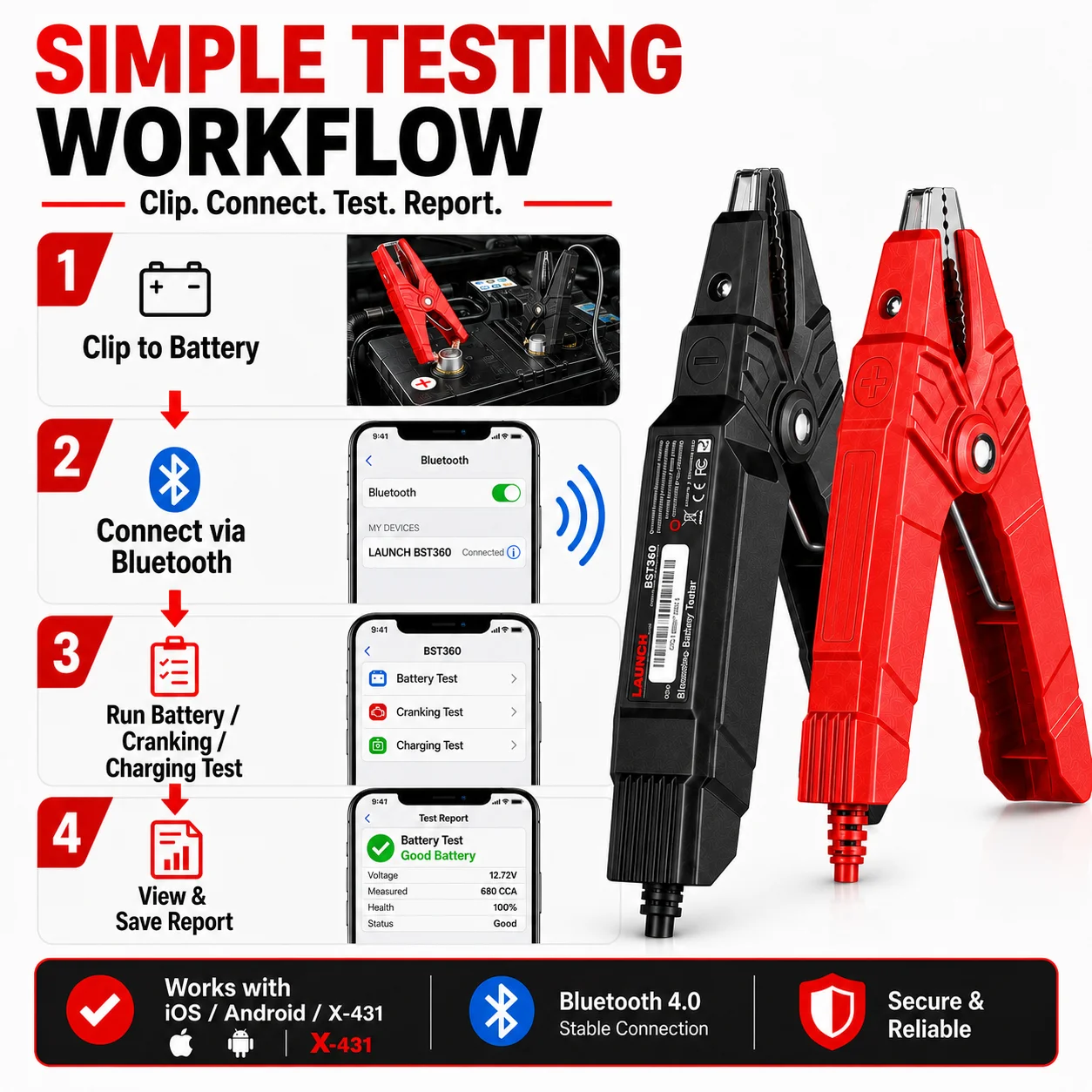 LAUNCH BST360 블루투스 자동차 배터리 테스터 - Battery Load Tester 리뷰 및 가격