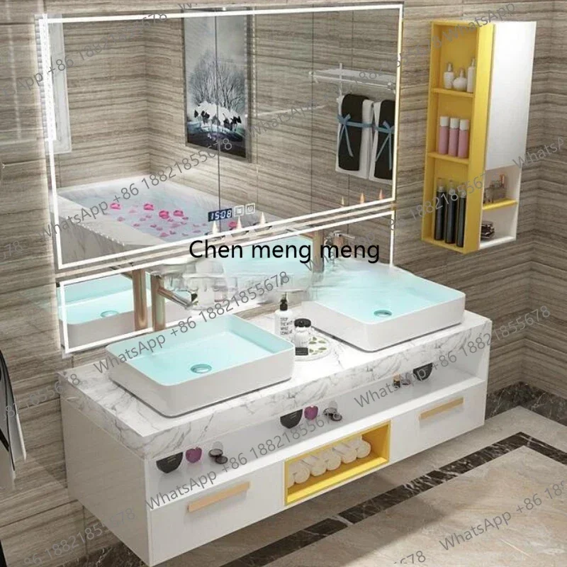 RR Popular Modern Wall Mounted Bathroom Vanity , Vanities Bathroom cabinet With marble Vanity Top