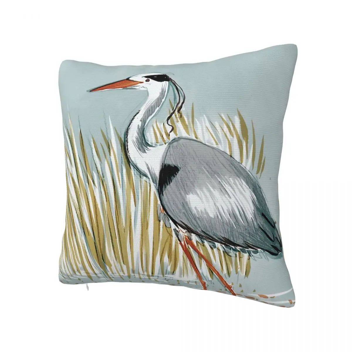 Heron Polyester Cushion Cover For Bedroom Chair Decorative Breathable Throw Pillowcase