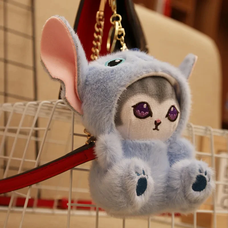 Stitch Plush พวงกุญแจของเล่น Mofusand Plushie Shark Cat ตุ๊กตา Plushies น่ารักตุ๊กตากระเป๋าจี้สาววันเกิด Xmas ของขวัญ