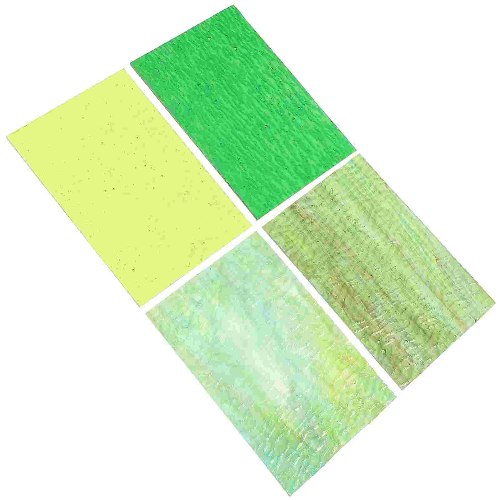 4 Pcs Self Stick Mosaic Tile Green Decorations Mica Glass Sheet Projects Supplies Ceramic DIY Crafts