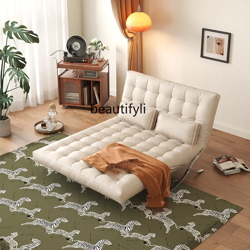 

Faux Leather Foldable Sofa Bed Dual-Use Living Room Single Sofa Modern Minimalist Function Sofa