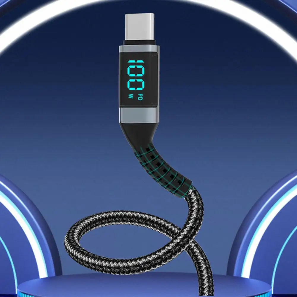 100W Type C To Type C Cable Digital Display PD Super Fast Charging Cable USB C Charger Data Cable For Huawei Honor 