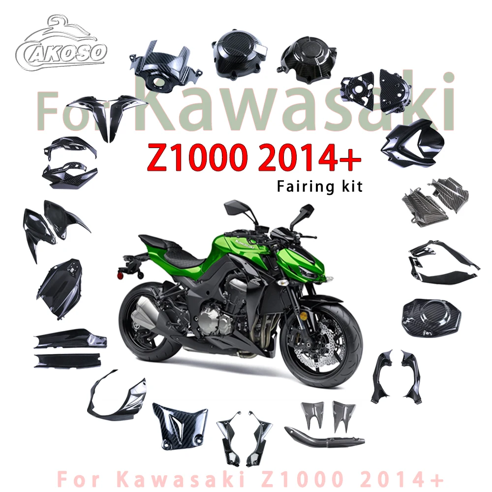 kit-de-carenages-en-fibre-de-carbone-3k-pour-kawasaki-z1000-2014-accessoires-moto-carenage-inferieur-cache-tuyau-d'echappement-de-course-deflecteur-de-vent