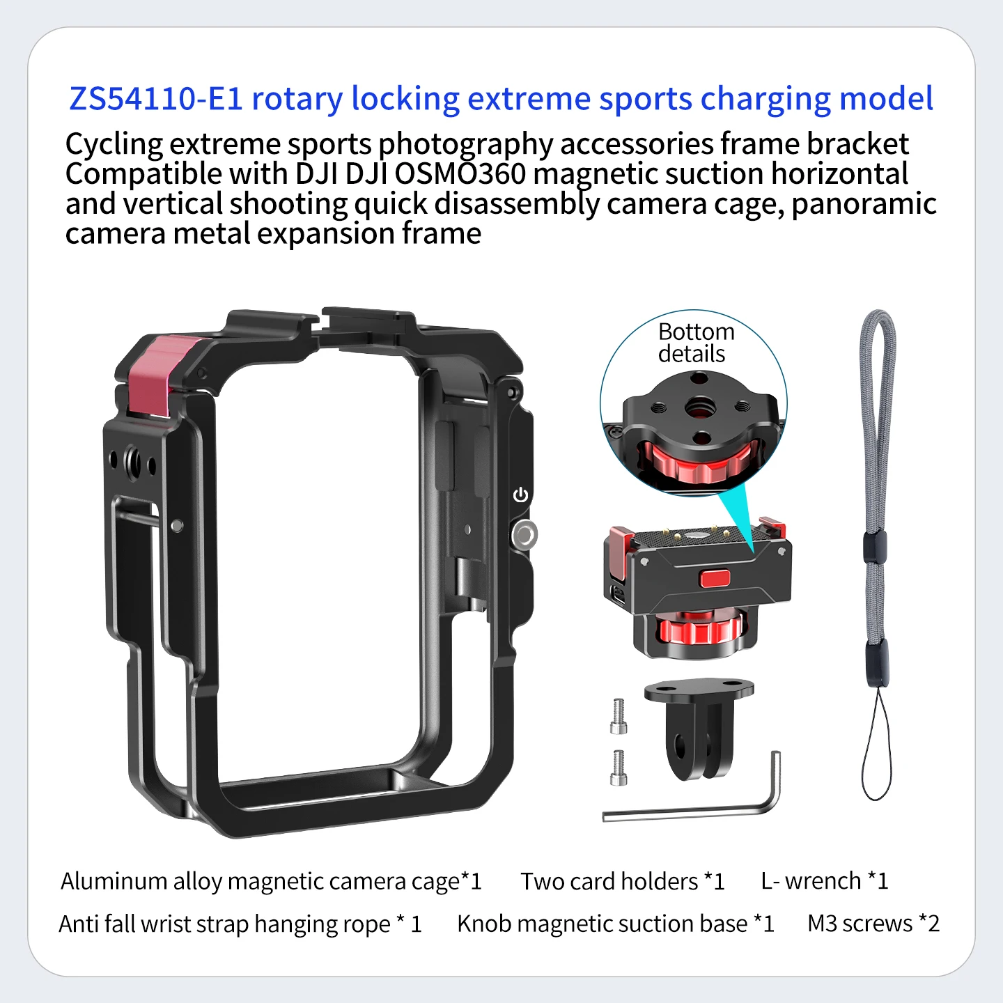 Schnellverschluss-Magnethalterung für Kamera-Käfig-Erweiterung für DJI Osmo 360 Ⅰ Ⅱ Neuer Panorama-Schutzrahmen Motorrad-Stativhalterung – Detail 25