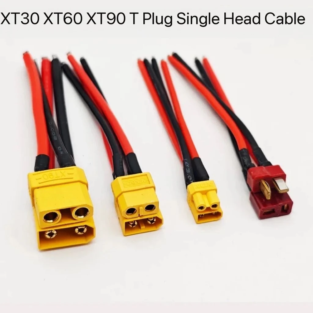 XT60/XT30/XT90/T plug single head wire, model airplane, model car, unmanned aerial vehicle, lithium battery, ESC silicone wire