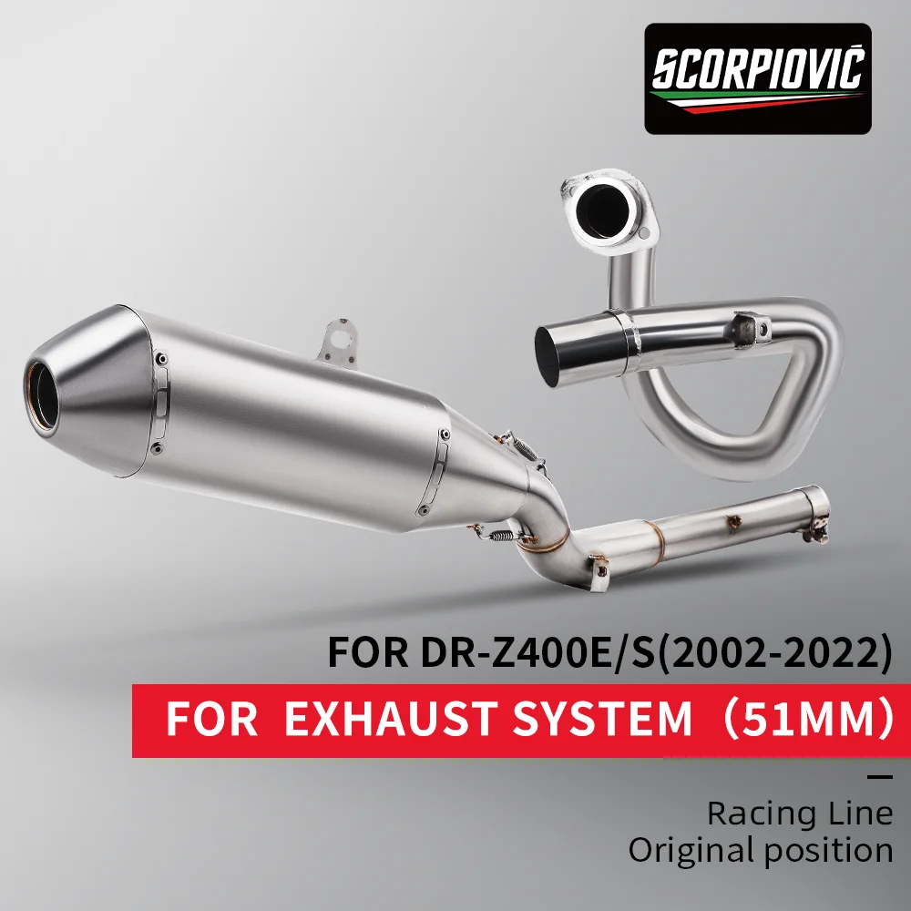 Full stainless steel system, full end silencer, upgrade accessories,Exhaust pipe for DR Z400 S SM E 2002-2022motorcycle