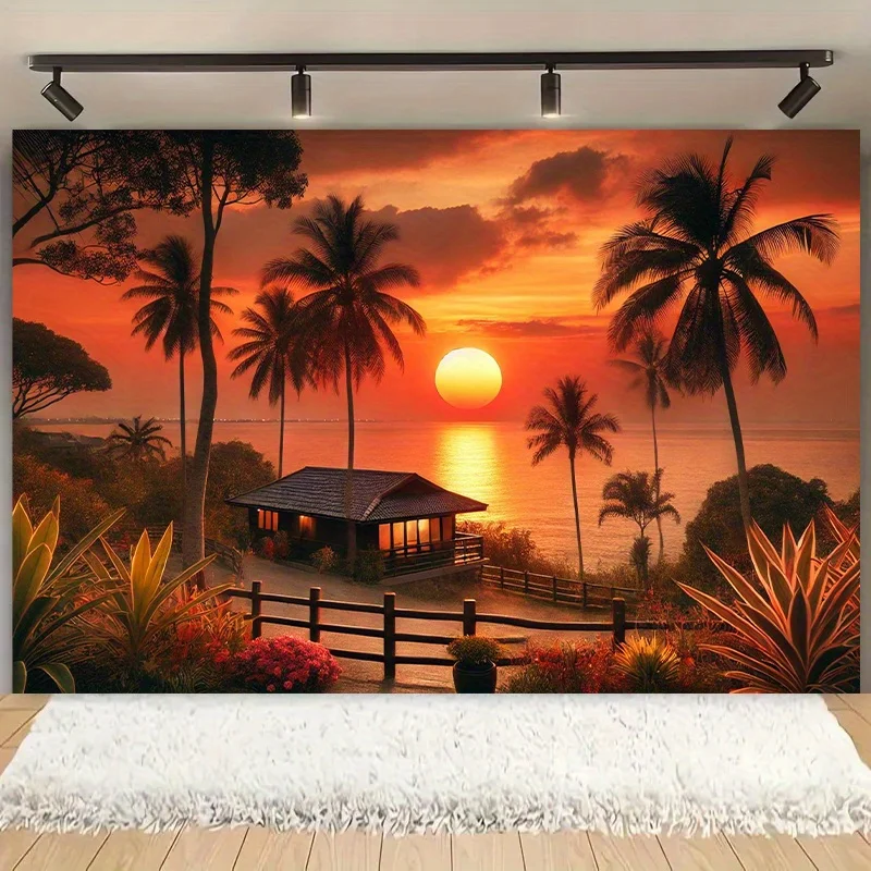 Summer Beach Sunset Decor Tapestry for Bedroom Dorm Living Room Festival Party Daily Use High Quality Multi-Size Print