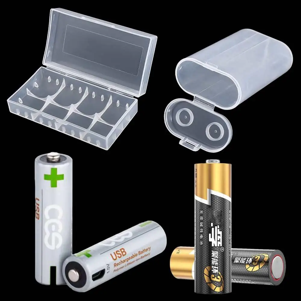 4pcs Storage Box Transparent Power Bank Cases Plastic Battery Holder Batteries Container Battery Storage Boxes Battery Box