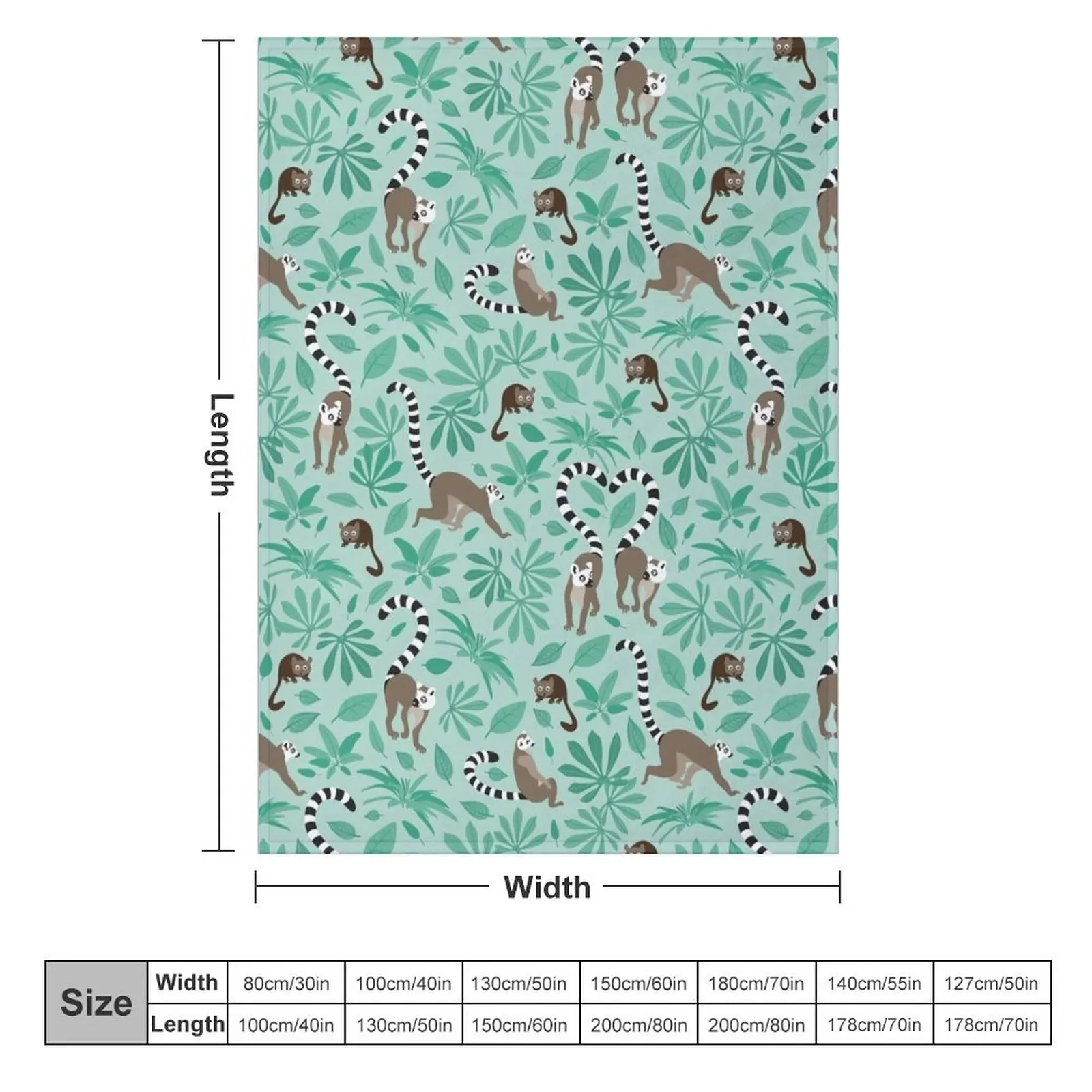 lemur love mint leaves Throw Blanket for winter Beach Blankets