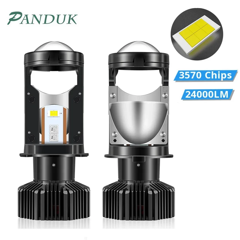 

PANDUK Car Headlight Mini 22000LM Lens H4 LED Projector Bulb 9003/HB2 6000K 12V Auto Motorcycles HeadLamp High Low Beam