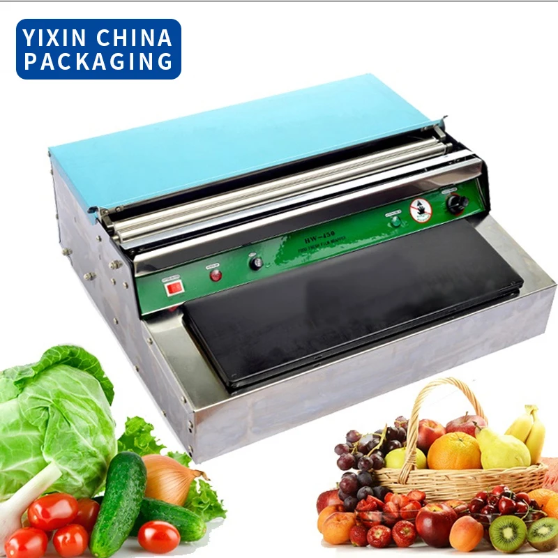 portable desk-top shrink wrapping machine food hand wrapper vegetable fruit cling film packaging machine