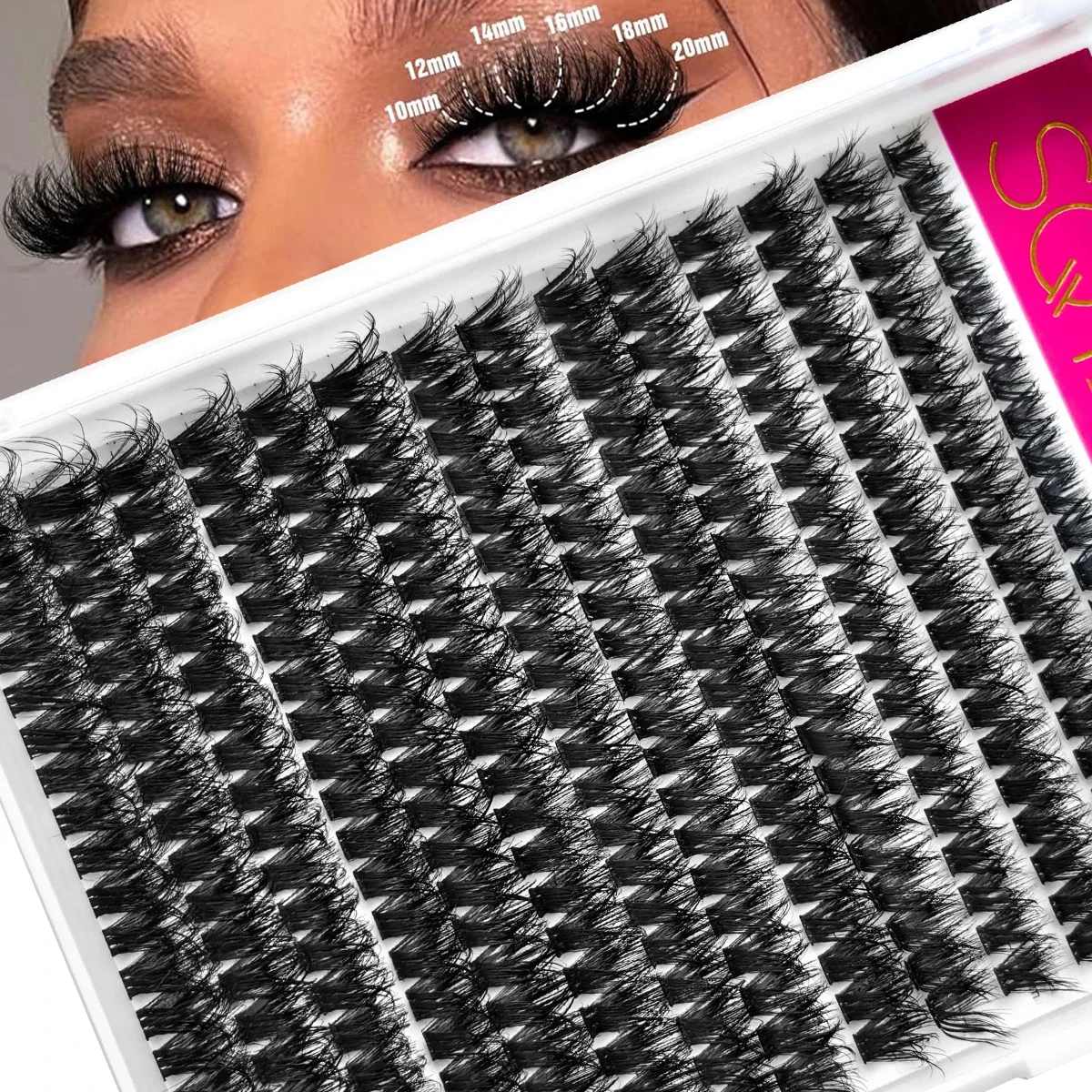 280pcs Cluster Lashes Mixed Tray Individual Lashes 3D Mink Lash Cluster False Eyelashes Extension 60D 80D Cluster Lashes 9-18mm