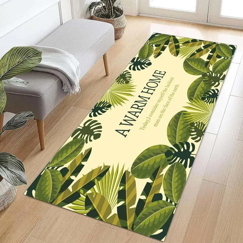 

Tropical Palm Leaves Printed Kitchen Mat Living Room Bathroom Entrance Non-slip Doormat Bedroom Balcony Hallway Toilet Floor Mat