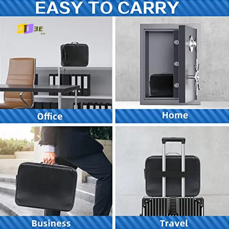 

A13E-Document Bag With Lock - Fireproof Moisture Proof 3-Layer 15X11 Inch Important Document Organizer
